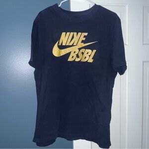 Nike BSBL Navy and Gold Cotton T-Shirt